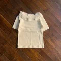 00s MARIENE JOBERT Rabbit Fur Collar Knit / Y2K Fairy Grunge Coquette Gyaru China Acrylic Wool Size M