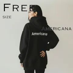 Americanaアメリカーナ コットン製 裾ジップ ビッグサイズ オーバーサイズシルエット裏起毛プルオーバーパーカー F ブラック【古着】【中古】【送料無料】