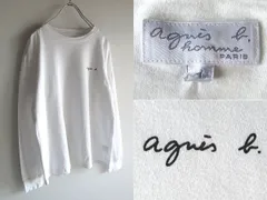 agnes b. homme アニエスベーオム 2021AW S179 ロゴプリント 長袖 Tシャツ ロンT カットソー 1 白 ホワイト 日本製 男女着用可