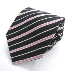 ポールスミス ブランド ネクタイ ストライプ柄 シルク PO メンズ ブラック Paul Smith 【中古】