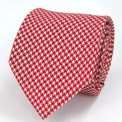 ヒルトン ブランド ネクタイ 千鳥格子 シルク イタリア製 PO メンズ レッド HILTON