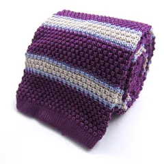 ブルックスブラザーズ ブランド ネクタイ ボーダーニットタイ 角タイ シルク イタリア製 PO メンズ パープル Brooks Brothers 【中古】