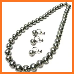 【新品】 高級ケース付 最高級花珠８mm真珠貝パールネックレスセット 38cm～47cm(シリコン入り) (42cm:イヤリング) 0