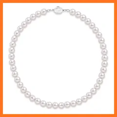 【新品】 [KRKC] パールネックレス 冠婚葬祭 8.0mm レディースネックレス 大粒グランプレミアムパール 結婚式用 真珠カジュアル パール 誕生日ギフト 入学卒業式ギフト 母の日プレゼント ボックス付き 長さ41cm/46cm ホワイト/ブラック 1