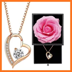 【新品】 [Laluna] ネックレス レディース 人気 45cmチェーン ピンクゴールドアクセサリー シルバー925 オープンハート型 シンプル かわいい 金属アレルギー対応ネックレス 創意バラ収納 プレゼントケースを付き 妻、彼女、女性向けの誕生日、記 0