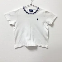 古着　Polo Ralph Lauren　ポロ ラルフローレン　リンガー　トリム　半袖Tシャツ　キッズ　100サイズ　クルーネック　コットン　ホワイト　白　ポニーロゴ刺繍　3歳向け　ジャージー素材　クラシック　パイピング