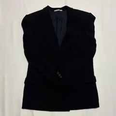 Aquascutum アクアスキュータム テーラードジャケット 肩パッド入り ダブル カラー:ブラック Y-153