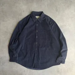 90s/Eddie Bauer/エディーバウアー/長袖シャツ/BD/ボタンダウン/コーデュロイ/コーズ/ギンガムチェックシャツ/小格子柄/細畝/香港製/XXL/ネイビー×ブラック/紺×黒/jmaple