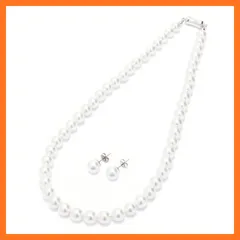 【新品】 [CRANES COLLECTION] パール ネックレス マグネット留め具 イヤリング ピアス セット 日本製 天然最高花珠貝パール 真珠 8mm珠 ホワイト グレー ケース付 書付 選べるカラー・6サイズ (ホワイト/ピアス(8mm珠) セッ 1