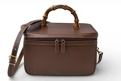グッチ バンブー ハンドバッグ/バニティケース ヴィンテージ 2way GUCCI レザー ブラウン ストラップ付【中古】