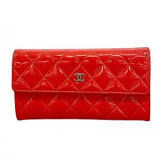シャネル(Chanel) シャネル 長財布 マトラッセ パテントレザー ピンク