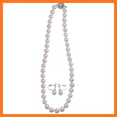 【新品】 高級花珠オーロラ本貝パール9mmネックレス イヤリング ピアス セット 日本製 16インチ (オーロラピンク ＆ イヤリング) 0