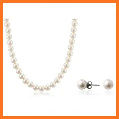 【新品】 aniva・organic(アニバ・オーガニック) [アニバオーガニック] [人工真珠の最高級品] [あこや・本真珠にも劣らない美しい輝き] パールネックレス 冠婚葬祭 日本製 天然貝核 クラスプ留め ピアス [金属アレルギー対応] セット 40 1