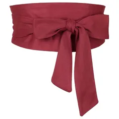 uxcell 女性用ソリッド帯ベルト、蝶結びセルフタイラップワイドサッシュウエストバンドベルトドレス用 レッド 56-82cm/22.05-32.28インチ