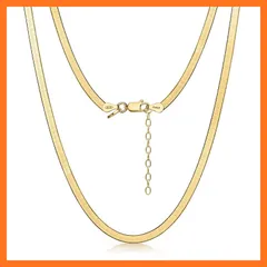 【新品】 [Amberta] レディース 925 スターリングシルバー フラットスネークチェーン：18K ゴールドメッキ スターリングシルバー 3mm 50cm 1
