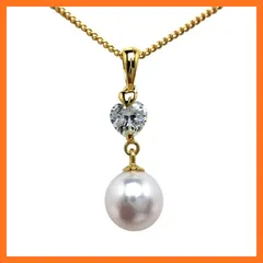 【新品】 Isowa Pearl（伊勢志摩の真珠専門店 イソワパール） アコヤ真珠 ペンダントトップ 約7.6mm ホワイトピンク シルバー ジルコン ハート