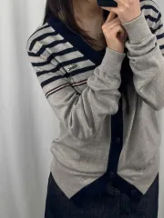 ラコステ グレー Vネック カーディガン