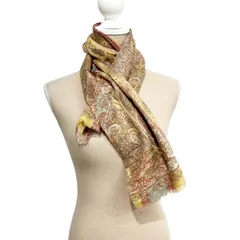 エトロ ETRO スカーフ ストール ペイズリー柄 ウール シルク混 黄 イエロー系 0912 ■WY