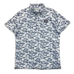 サイズ：L AND PER SE アンパスィ  半袖ポロシャツ 総柄 ホワイト系 [240101569964] ゴルフウェア メンズ ストスト