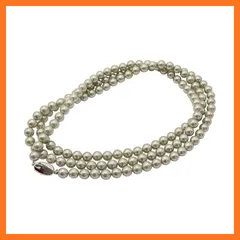 【新品】 [咲屋] パールネックレス 8mm 120cm ロング ナチュラル ケース付き 貝パール 真珠 冠婚葬祭 花珠級 天然貝核 レディース 二連 0