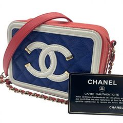 CHANEL ショルダーバッグ 青 赤有卡27开a - メルカリ