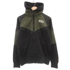 ナイキ NIKE サカイ sacai タグ付き AS M NRG フルジップ フーディー FULL ZIP HOODIE レイヤードジップパーカー ナイロンジャケット S カーキ 黒 ブラック DQ9030-325 /GV