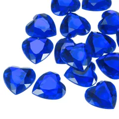 uxcell アクリル製ハート型ラメストーン 25mm 平底プラスチックジェム クラフト用ビーズ フェイスペインティング コスチューム宝石製作用 20個セット ダークブルー