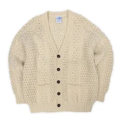 ジョンモロイ John molloy 80s 80年代 フィッシャーマンカーディガン 旧タグ アイルランド製 ウール インバーアラン USA ヴィンテージ アメリカ 古着 メンズ カーディガン アイボリー L-XL相当【中古】