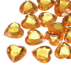 uxcell アクリル製ハート型ラインストーン 25mm 平底プラスチックジェム クラフト用 ビーズ フェイスペイント コスチューム宝石制作用 20個セット 金