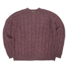 エディーバウアー Eddie Bauer 00s 2000年代 ケーブル編み ウールニット クルーネックセーター オールド アウトドア USA ヴィンテージ アメリカ 古着 メンズ ニット セーター バーガンディ L【中古】