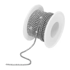 uxcell 10ヤード 2mm 水晶ラインストーン ダイヤモンドチェーン トリミングクローカップチェーン 縫製、クラフト、DIY宝石、ウェディングデコレーション用 ホワイトジェム グレーベース