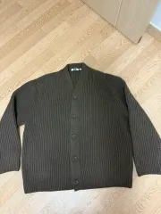 ユニクロ プレミアム ラムウール カーディガン ブラウン XL