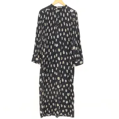 トゥモローランド TOMORROWLAND SOULEIADO シャーリングワンピース サイズ36 ダークネイビー×花柄 レディース【yy】【中古】4000065801101497