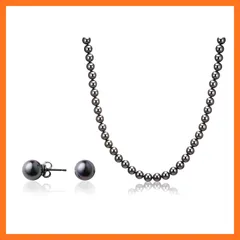 【新品】 aniva・organic(アニバ・オーガニック) [アニバオーガニック] [人工真珠の高級品] [あこや・本真珠にも劣らない美しい輝き] パールネックレス 冠婚葬祭 日本製 天然貝核 クラスプ留め ピアス [金属アレルギー対応] セット 7.5 1