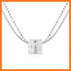 【新品】 [ARSIS] ネックレス シルバー925 人気 二重 ダブルチェーン 金属アレルギー対応 レディース 錆びない ペンダント 5A級白貝母 プレゼント 女性 エレガント ジュエリー クリスマス 記念日 誕生日 ギフトBOX付き プラチナ色