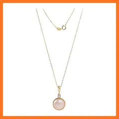 【新品】 [ORANGE SYMBOL] 13-14mm 海水マベ真珠ペンダントネックレス（S925シルバー全体使用） チェーン交換可能 アレルギー対応 1