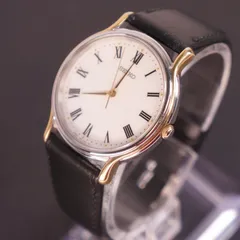 【稼働美品】SEIKO メンズ腕時計　白文字盤　新品べルト　電池交換済