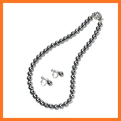 【新品】 [CRANES COLLECTION] 5年 パール ネックレス ピアス イヤリング セット 真珠 日本製 天然貝パール 8mm珠 自社生産 10サイズ 選べるケース ホワイト グレー ブラック (専用ジュエリーケース付き, グレーイヤリング, 0