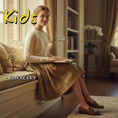 BURBERRYバーバリー キッズ140 コットン製ノヴァチェック柄ウエストゴムスカート ベージュ【古着】【中古】【送料無料】