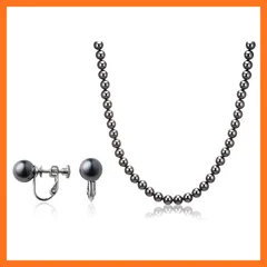 【新品】 aniva・organic(アニバ・オーガニック) [アニバオーガニック] [人工真珠の高級品] [あこや・本真珠にも劣らない美しい輝き] パールネックレス 冠婚葬祭 日本製 天然貝核 クラスプ留め イヤリング セット 7.5-7.8mm珠 ブラ 1