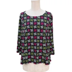 Leilian レリアン レディース トップス 七分袖 カットソー マルチカラー ポリエステル100％ 17+ 大きなサイズ