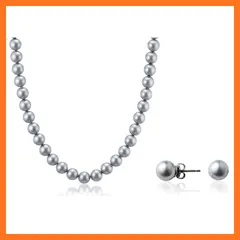 【新品】 aniva・organic(アニバ・オーガニック) [アニバオーガニック] [人工真珠の最高級品] [あこや・本真珠にも劣らない美しい輝き] パールネックレス 冠婚葬祭 日本製 天然貝核 クラスプ留め ピアス [金属アレルギー対応] セット 45 1