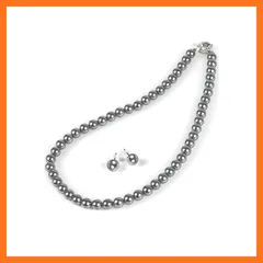 【新品】 PLUSTER 貝パール ネックレス 冠婚葬祭用 ピアス セット 【 本真珠 本物 8mm グレー】 あこや真珠 宇和島 真珠 パール 結婚式 卒業式 入学式（ギフトボックスセット）/ レディース メンズ 誕生日 ギフト プレゼント [ジュエリー プ