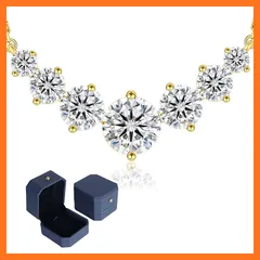 【新品】 [KRKC] モアサナイトネックレス：誕生日プレゼント女性 ネックレスレディース シルバー925製 計1.7/2.8/5.0CT 人工ダイヤモンド 金属アレルギー対応 スマイル/ハート/四つ葉 ペンダント シンプルスマイルライン バレンタインデー 1