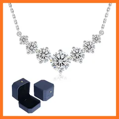 【新品】 [KRKC] モアサナイトネックレス：誕生日プレゼント女性 ネックレスレディース シルバー925製 計1.7/2.8/5.0CT 人工ダイヤモンド 金属アレルギー対応 スマイル/ハート/四つ葉 ペンダント シンプルスマイルライン バレンタインデー 1