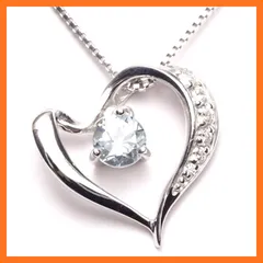 【新品】 [A.UN jewelry gift] 鑑別済み アクアマリン 4mm レディース ネックレス 誕生石 3月 プレゼント sv925 人気 ブランド ニッケルフリー ペンダント 誕生日 女性 オープンハート 【アクアマリン】 0