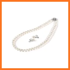 【新品】 PLUSTER 貝パール ネックレス 冠婚葬祭用 イヤリング セット 【 本真珠 本物 8mm ホワイト】 あこや真珠 宇和島 真珠 パール 結婚式 卒業式 入学式（ギフトボックスセット）/ レディース メンズ 誕生日 ギフト プレゼント [ジュエリ