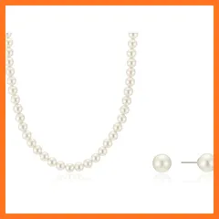 【新品】 miwaki 貝パールネックレス ピアス セット 真珠 パール マグネットクラスプ レディース ジュエリーボックス付き 日本製 シルバー n3647 10mm x 44cm 10mm P セット 1