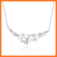 【新品】 [Ningnvshi] パール ネックレス レディース 真珠 ペンダント 4連 ラインネックレス シルバー 長さ調整可能 金属アレルギー対応 ギフトボックス付き 誕生日 母の日 プレゼント 0