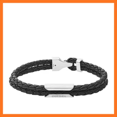 【新品】 Diesel メンズ ステンレススチールとレザーブレスレット, One Size, レザー, 宝石なし。 0